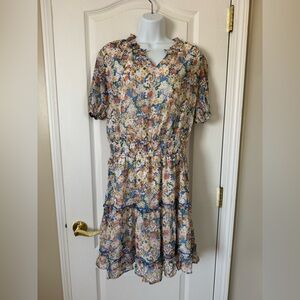Medium Meet Me in Santorini Blue Floral Smocked Waist Dress